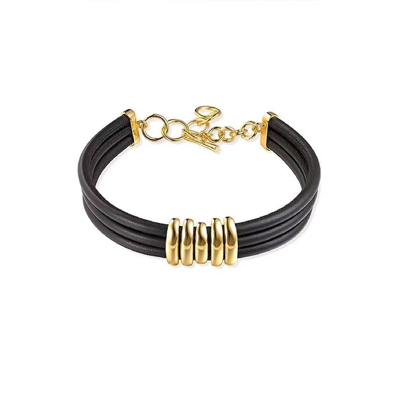 Cowhide Necklace and Bracelet Set