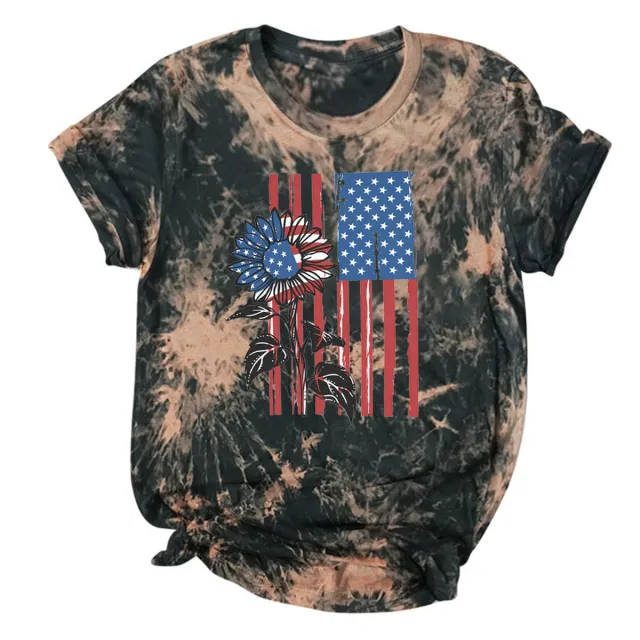 Women's Tie dyed Printed Short Sleeve Black - Shop at LoveMi