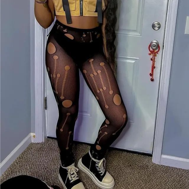 Leisure Lace Elastic High Waist Hollow out Hole Sexy Tight Casual Stirrup Leggings Black - Shop at LoveMi