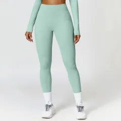 High Waist Yoga Pants Quick-drying Women - Bean Green - View 1
