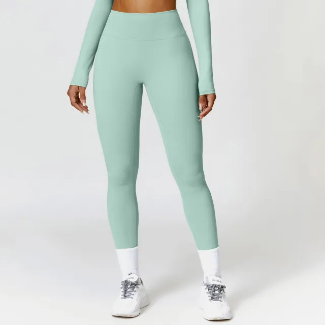 High Waist Yoga Pants Quick drying Women Bean Green - Shop at LoveMi