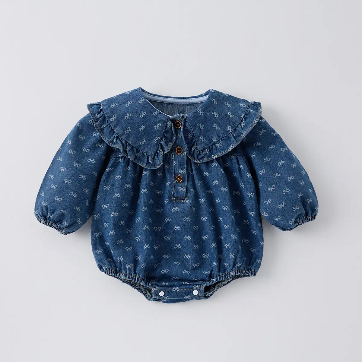 Toddler Denim Romper Triangle-style Crawling Suit Girls One-piece Dress