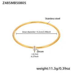 Stainless Steel Bamboo Full Zirconia Buckle Geometric Cross Bracelet - Z485 Gold - View 1