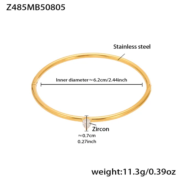 Stainless Steel Bamboo Full Zirconia Buckle Geometric Cross Bracelet Z485 Gold - Shop at LoveMi