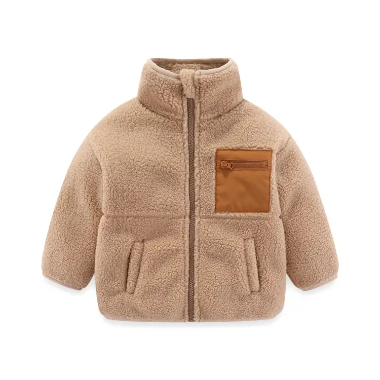 Thickened Boy's Lambswool Stand Collar Multi-color Coat