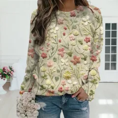 3D Printed Women's Sweater Pattern Pullover Sweater Casual Loose Long Sleeve Knitted Top - Ac2005-S - View 1
