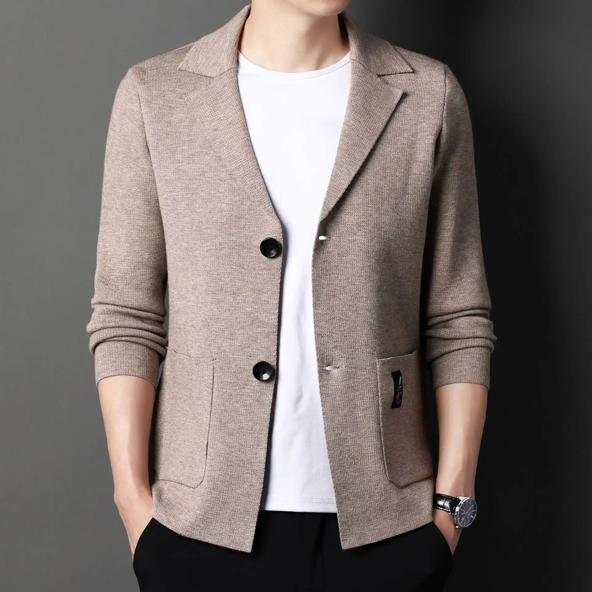 Men's Knit Cardigan Suit Young And Middle-aged