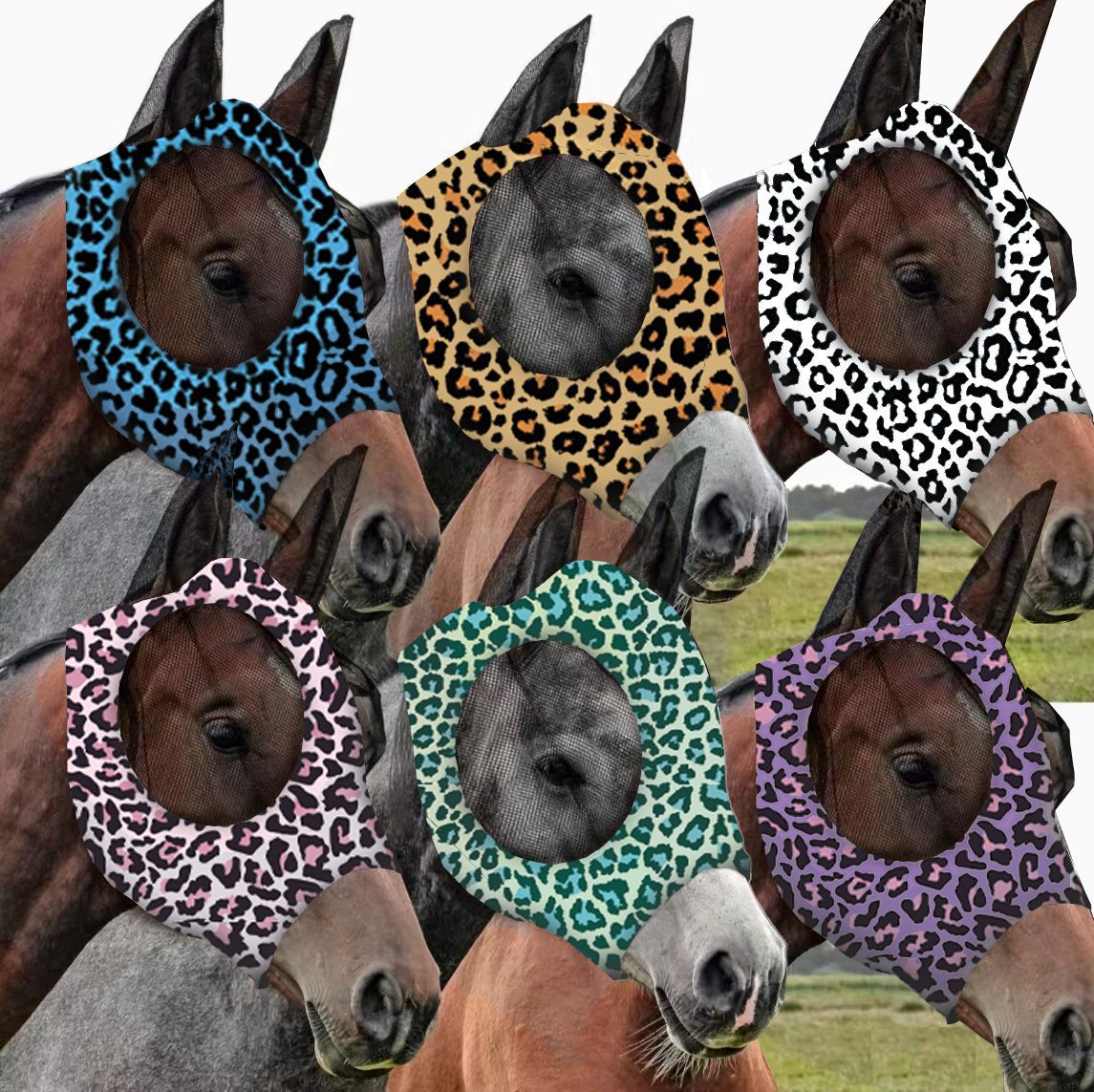 Title 8, Breathable Leopard Print Horse Mask Anti-mosquito