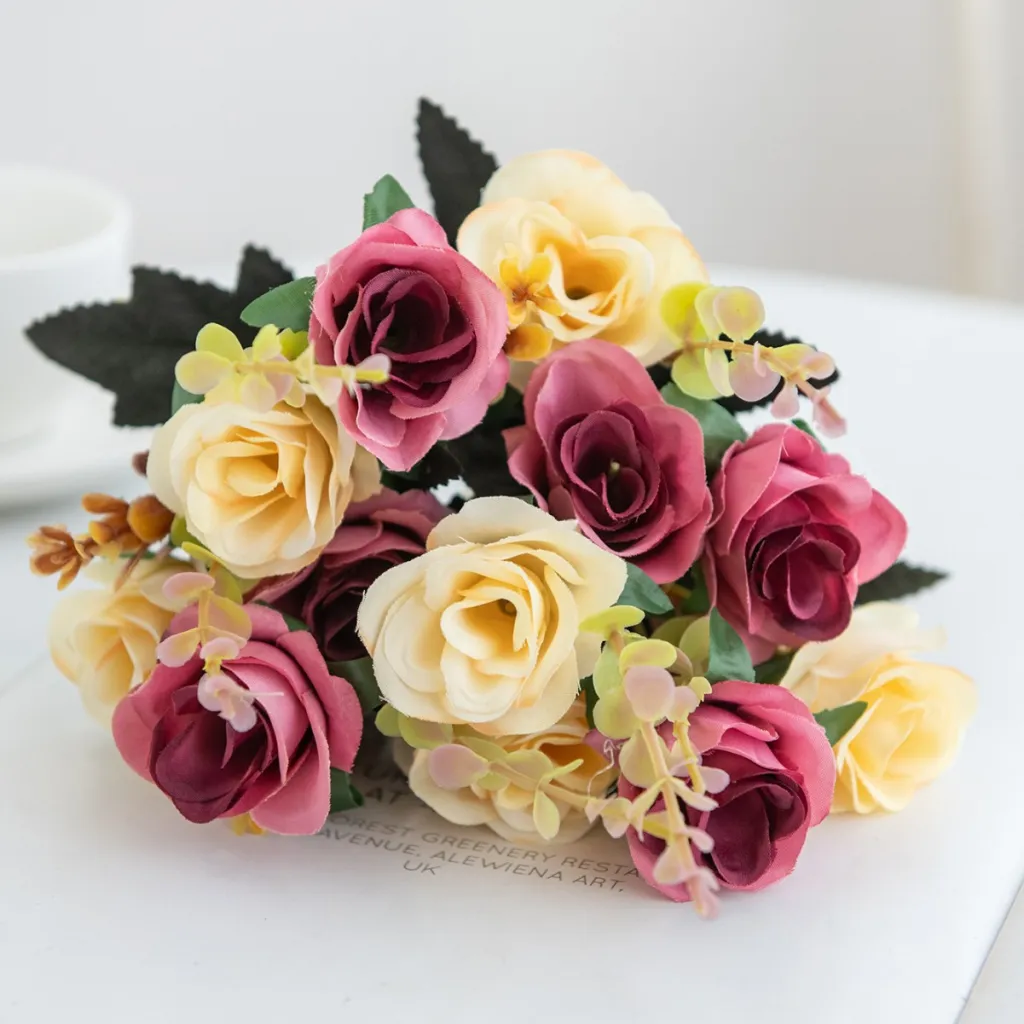 Artificial Flower Wedding Holding Rose Bouquet Decoration Special Flower Arrangement - Brown