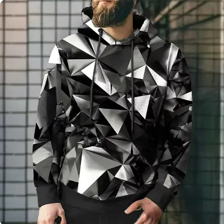 Splicing Plaid Printed Hooded Sweatshirt Yx1544 - Shop at LoveMi