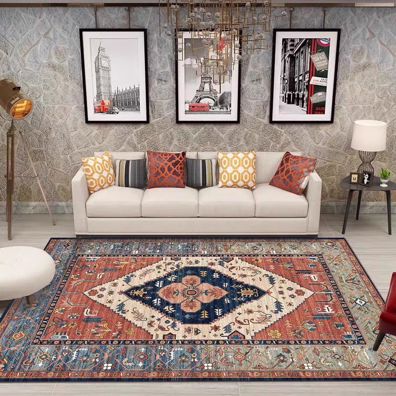 Wall To Wall Bohemian Rug In The Living Room Dirt Resistant And Slip Proof