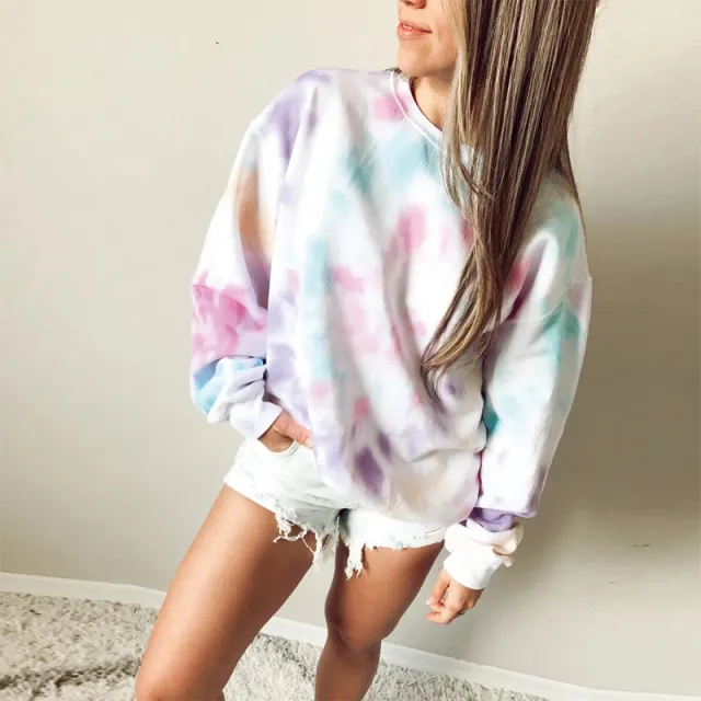 Women's Knitted Sweater Long Sleeve Tie Printed Color - Shop at LoveMi