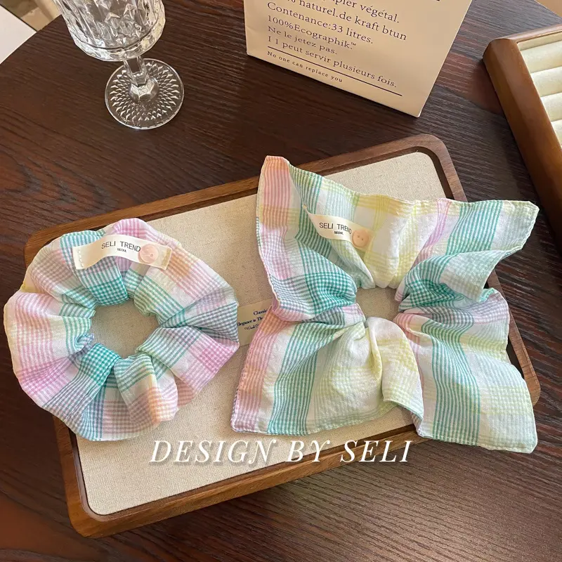 Colorful Plaid Square Scarf Korean Color Niche