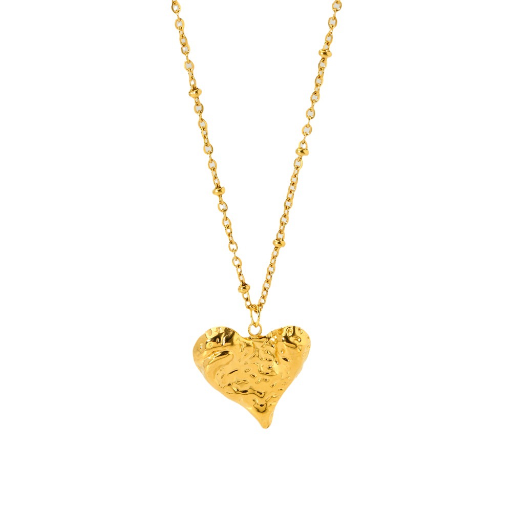 Irregular Peach Heart Pendant Necklace 18K Gold