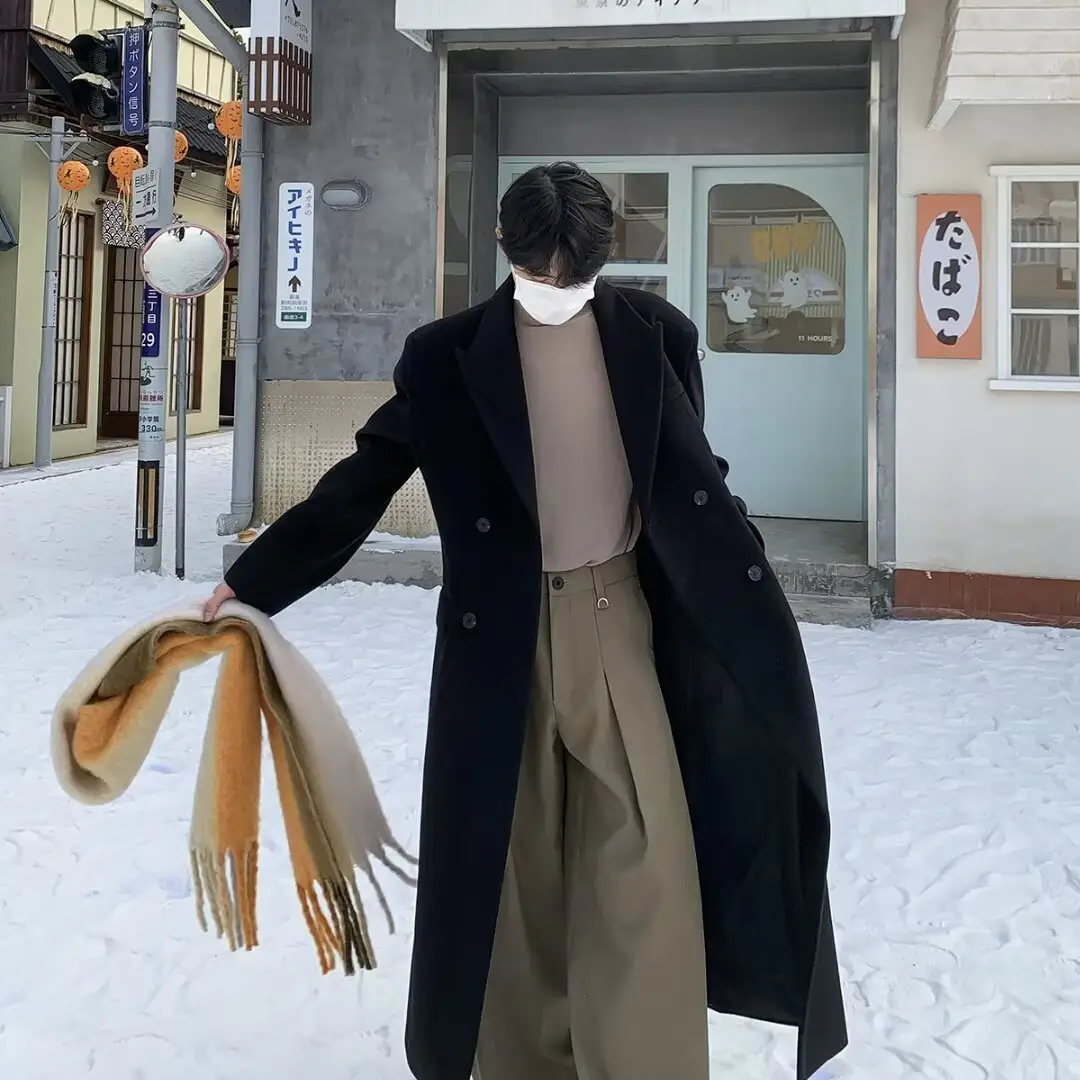 Long Woolen Coat British Style Trench Spring