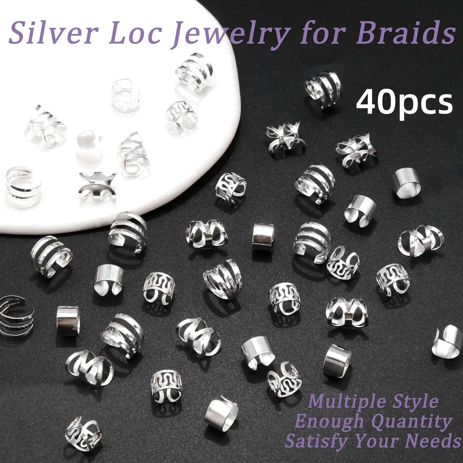 40 Pieces Ear Clip Dirty Braid Hair Ring