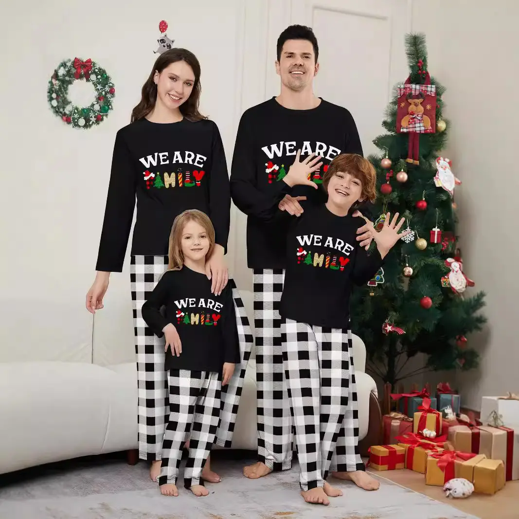 Long Sleeve Trousers Letter Printing Plaid Home