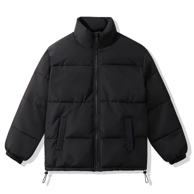 Women's Simple Casual Solid Color Versatile Hooded Stand Collar Warm Cotton Coat Black - Shop at LoveMi
