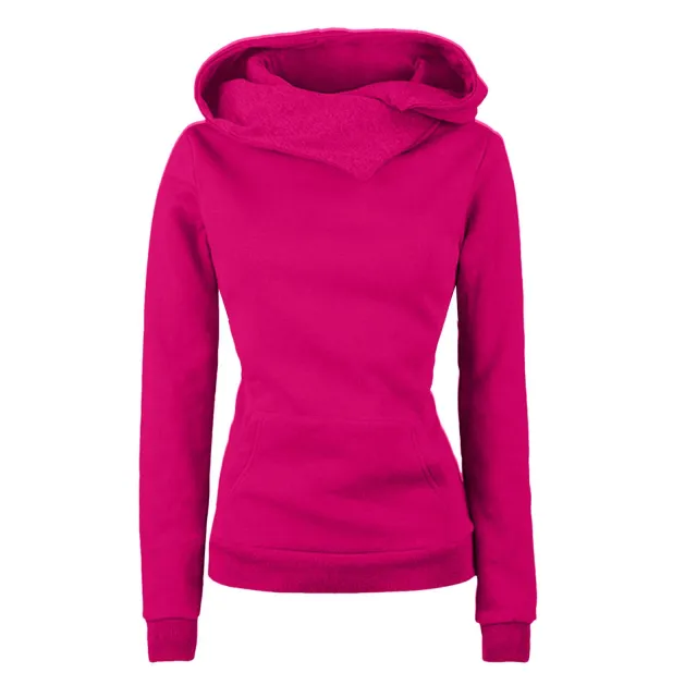 Irregular Hooded Sweater Long Sleeve Women Red - Shop at LoveMi