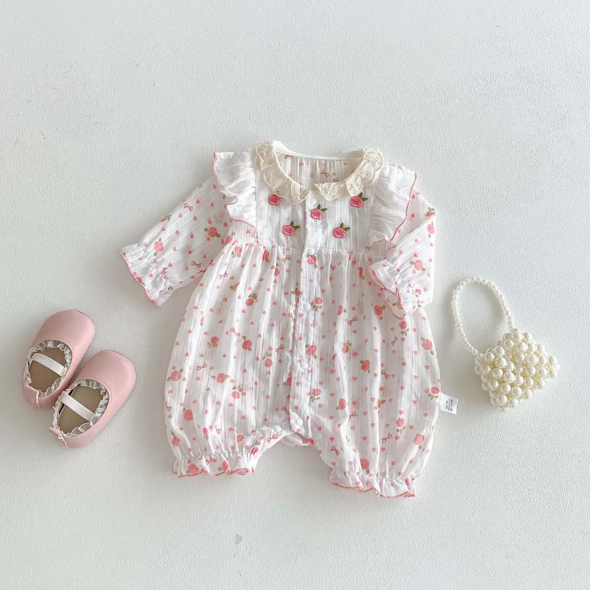 Arrival Sweet Lace-Embroidered Romper For Baby Girls