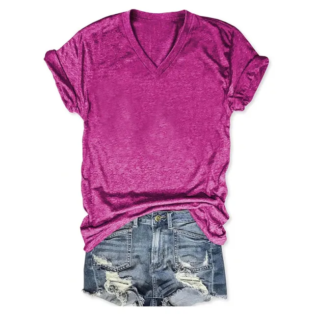 European And American Style Women Carnival Bead Tree V neck T shirt Red - Shop at LoveMi