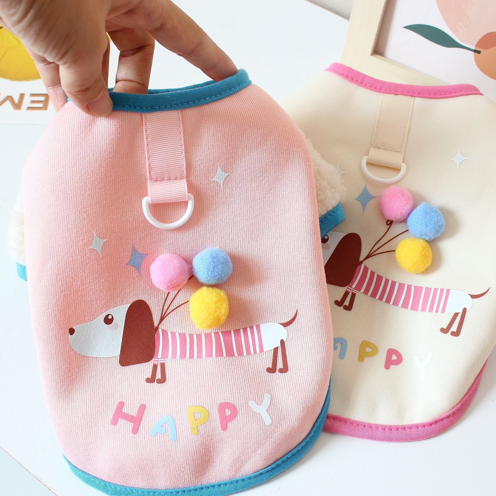 Pet Dachshund Balloon Sweatshirt Fleece Lined Vest For Small Dogs