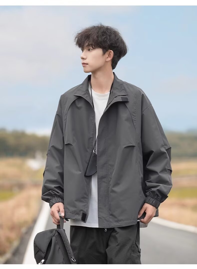 Windproof Waterproof Loose-Fit Men’s Shell Jacket, Retro Style Windproof Waterproof Loose-Fit Men’s Shell Jacket, Retro Style