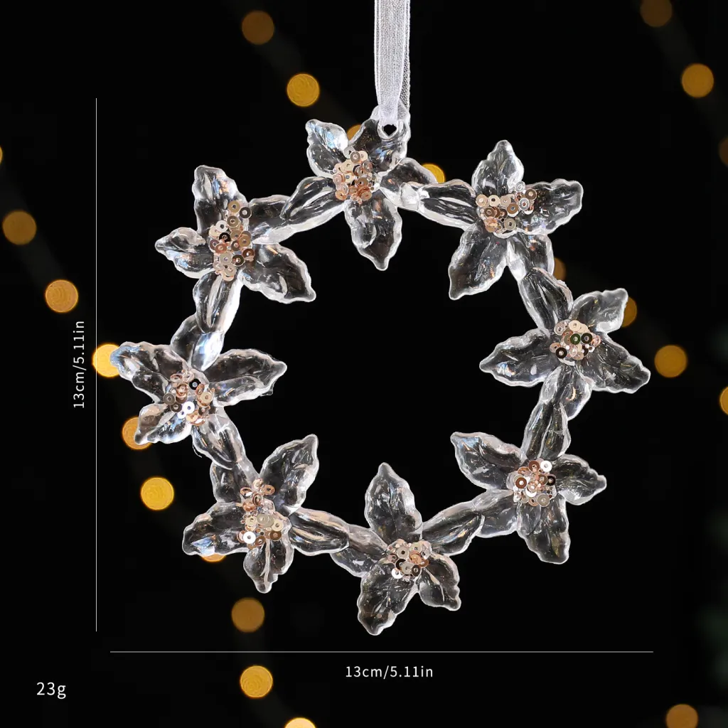 Christmas Decorations Sequined Acrylic Pendant - 5 Flowers Garland