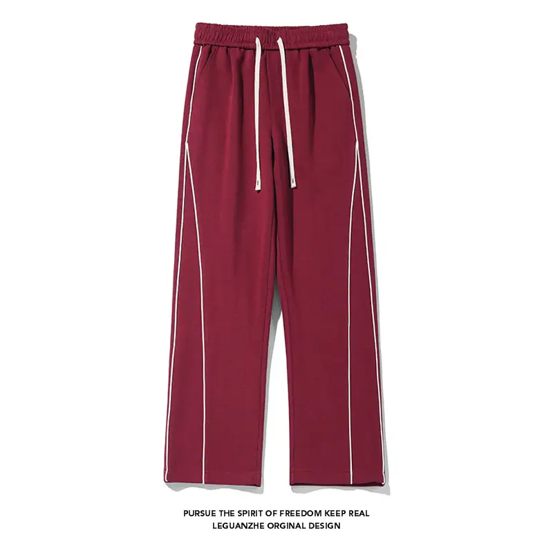 New Hong Kong Style White Bottom Ribbon Sweatpants