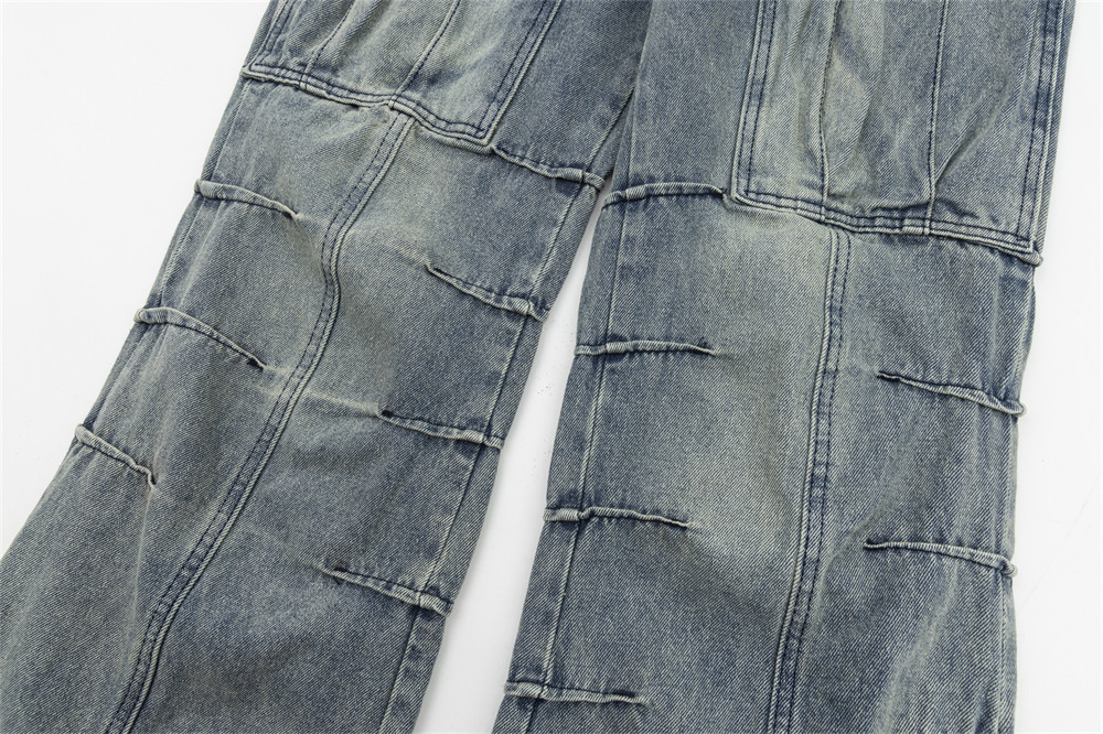 Washed Denim Trousers Men's Straight-leg Pants