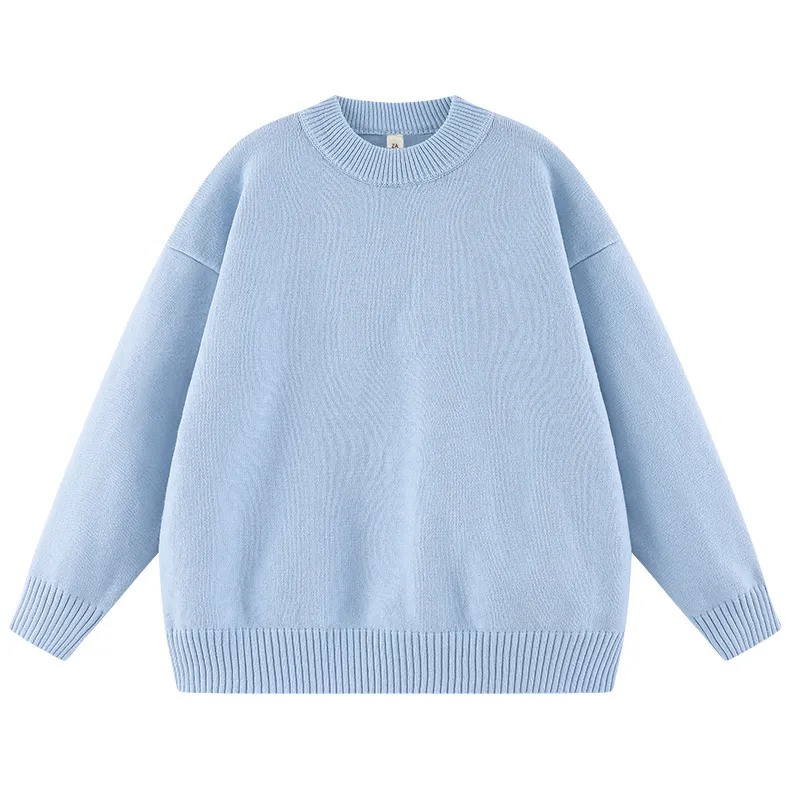 Women's Autumn And Winter Solid Color Loose Sweater - Sky Blue