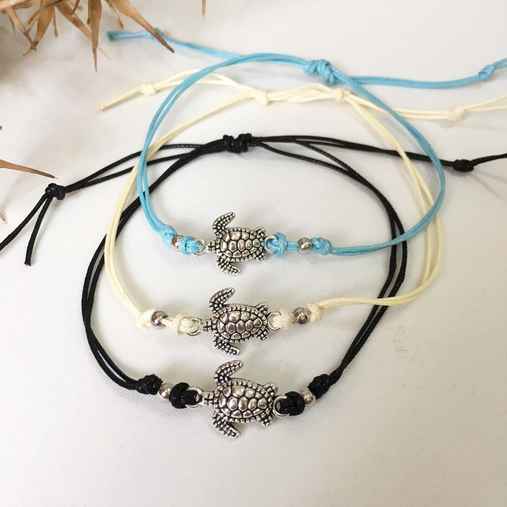 Fashionable Braided Rope Turtle Pendant Anklet For Women
