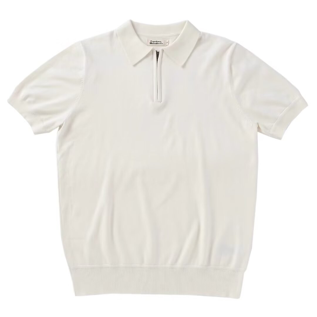 Men's Summer Short-Sleeve Simple Solid-Color Slim-Fit Knit Shirt 5