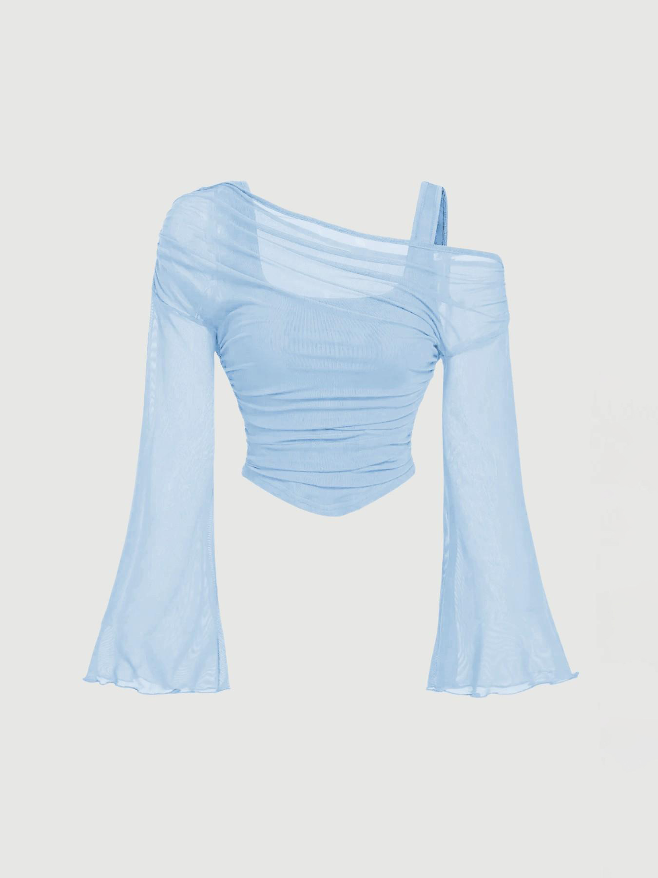 Women's long-sleeve slim top – packaging and product flat lay