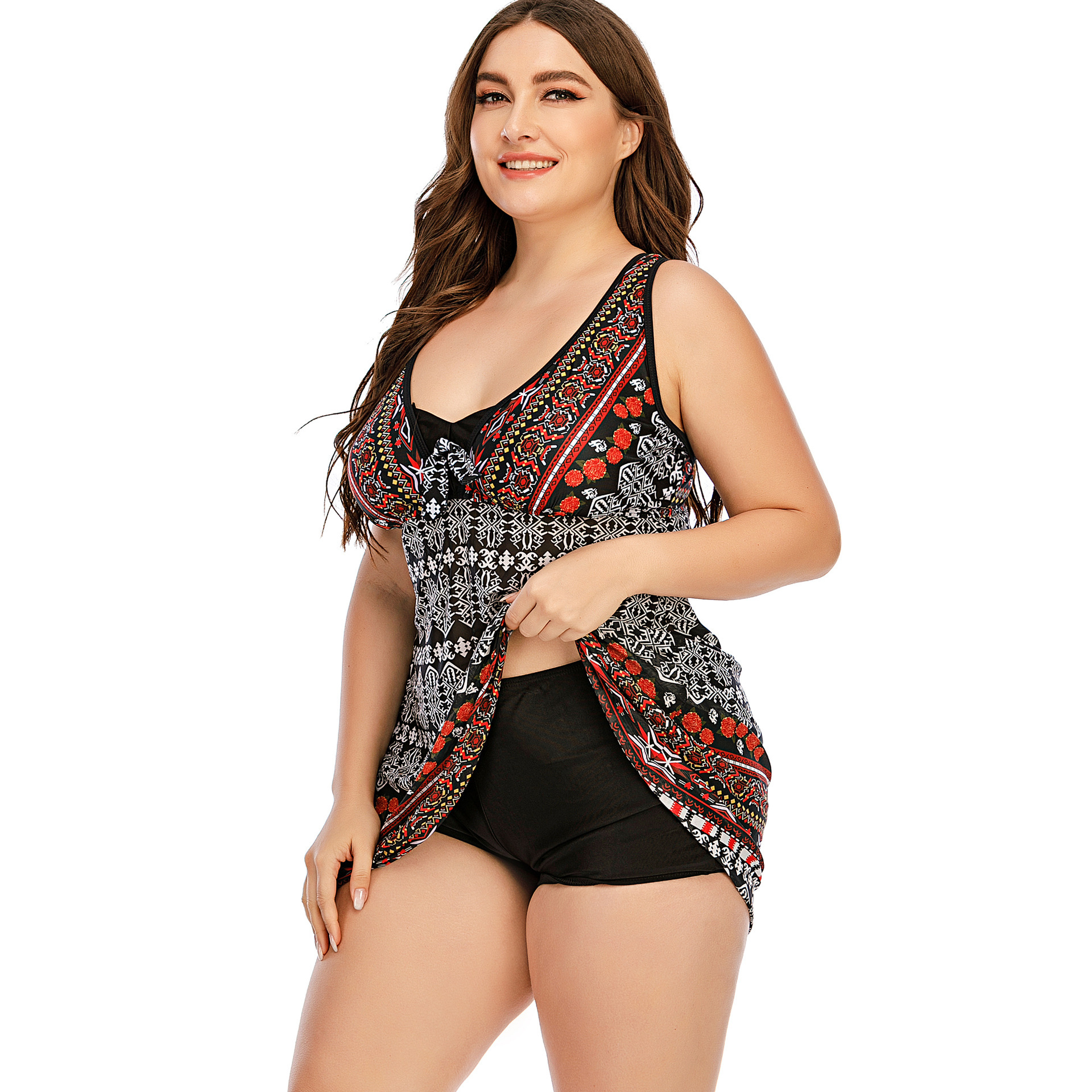 Skirt Two piece Boxer Swimsuit Female Lady Swimsuit Bikini Picture Color 2Xl - Shop at LoveMi