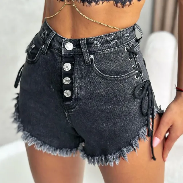 Burrs Slimming Denim Shorts Black - Shop at LoveMi