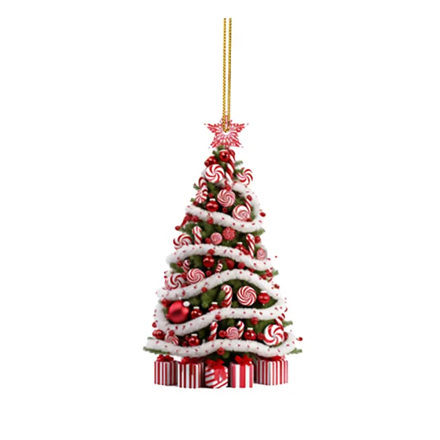 Christmas Tree Pendant Holiday Decoration Acrylic Flat Decorations 4Color - Shop at LoveMi