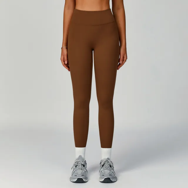 Eco friendly Recycled High Waist Tights Outdoor Running Yoga Pants Light Brown - Shop at LoveMi
