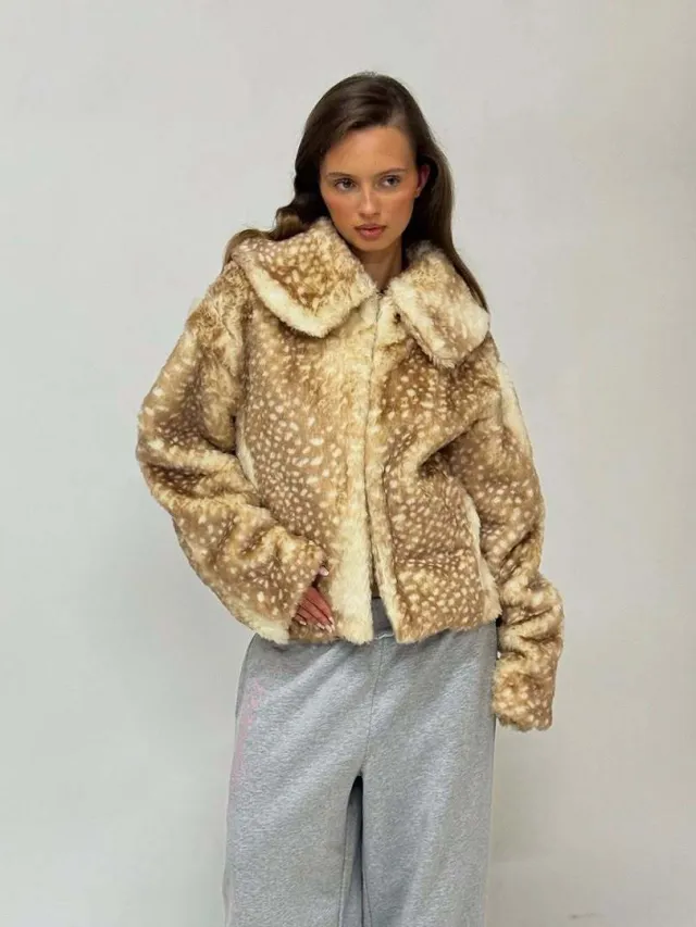 Autumn And Winter New All matching Graceful Socialite Style Lapel Short Warm Long Sleeves Fur Coat For Women - Shop at LoveMi
