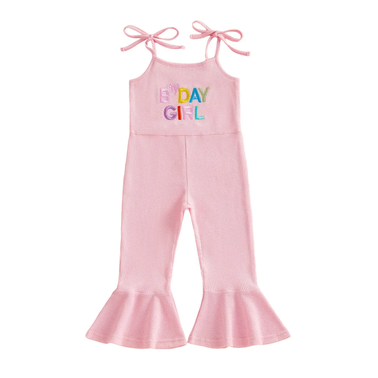 Childrens Waffle-patterned Strap Jumpsuit