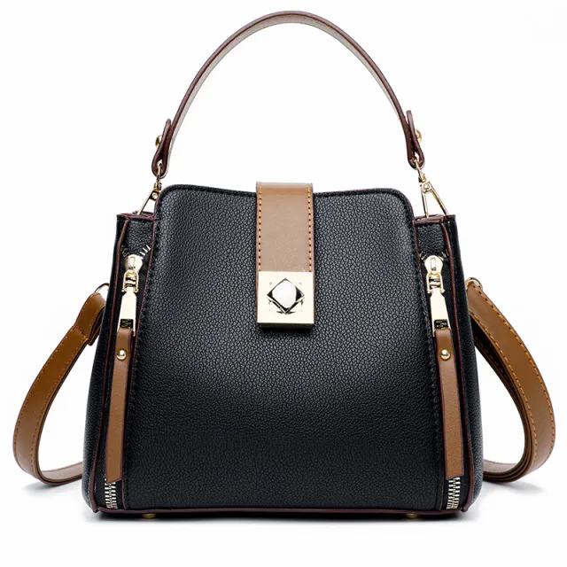 Fashion Casual All match Shoulder Women's Bag Crossbody Portable Large capacity Bucket Bag Black - Shop at LoveMi