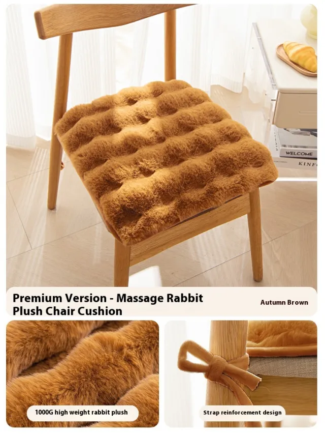 Bunny Cashmere Warm Cushion Office Long Sitting Artifact Thickened Fleece Autumn Brown - Shop at LoveMi