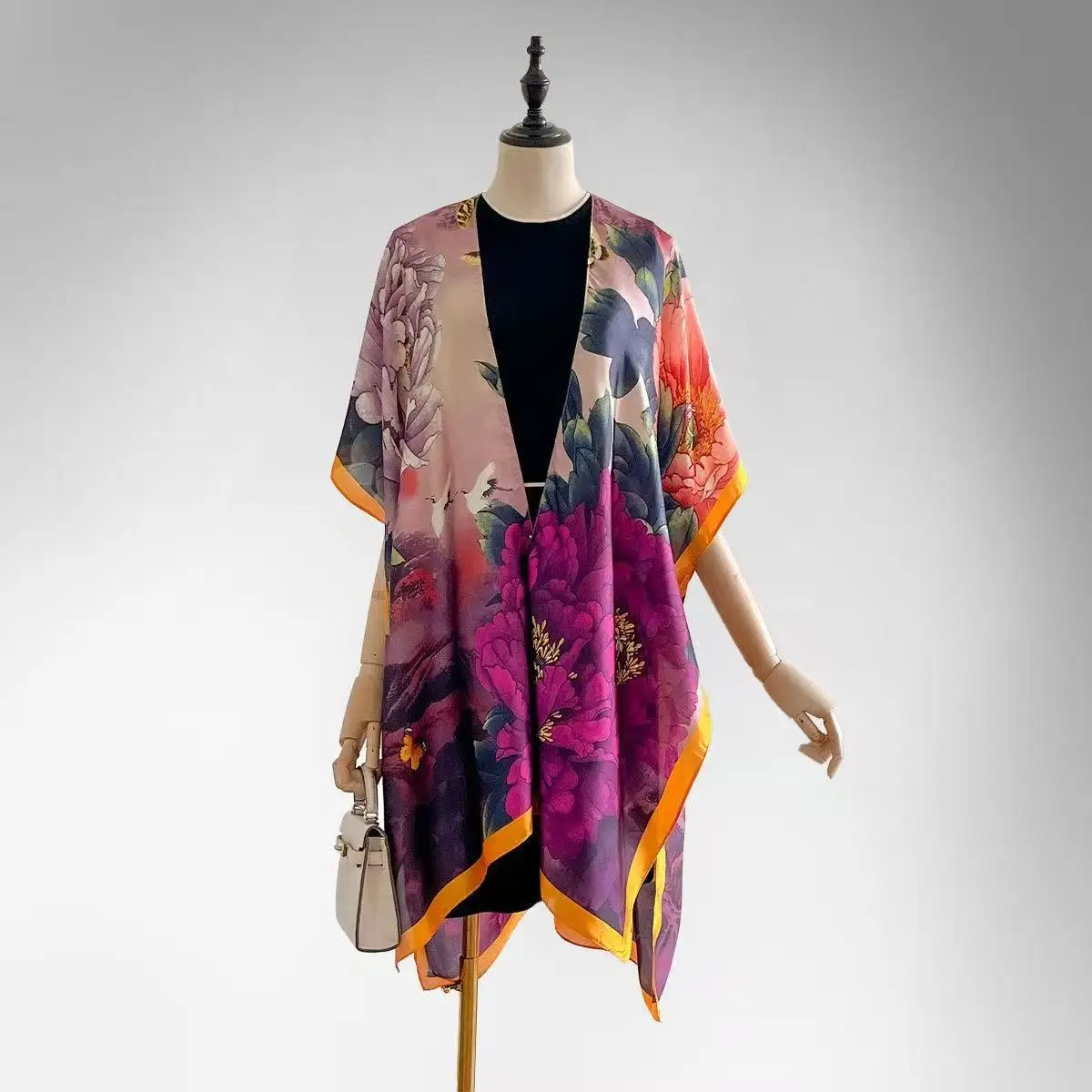 Printed Sun-Protective Cape For Women Long Split-Edge
