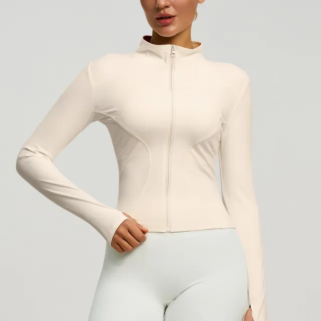 Fashion Casual Slim fit Yoga Wear Women's Coat Ivory - Shop at LoveMi