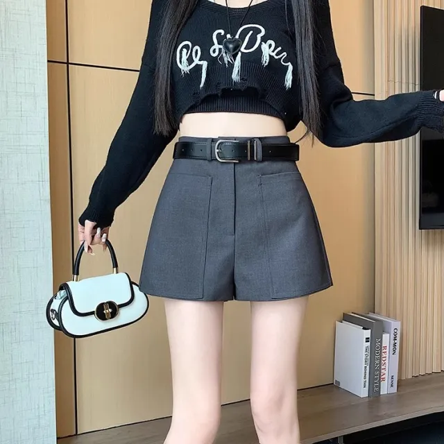 Suit Short Culottes Summer New Gray Summer Women's High Waist Gray - Shop at LoveMi