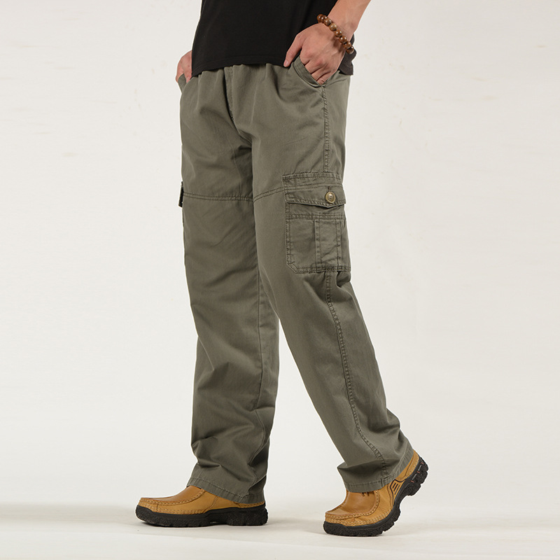 Mens Casual Trousers Multi-pocket Work Pants