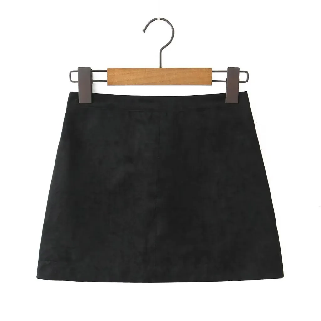 Retro Style Simple Solid Colour Hip Skirt Zipper With Lining High Waist Skirt - Black