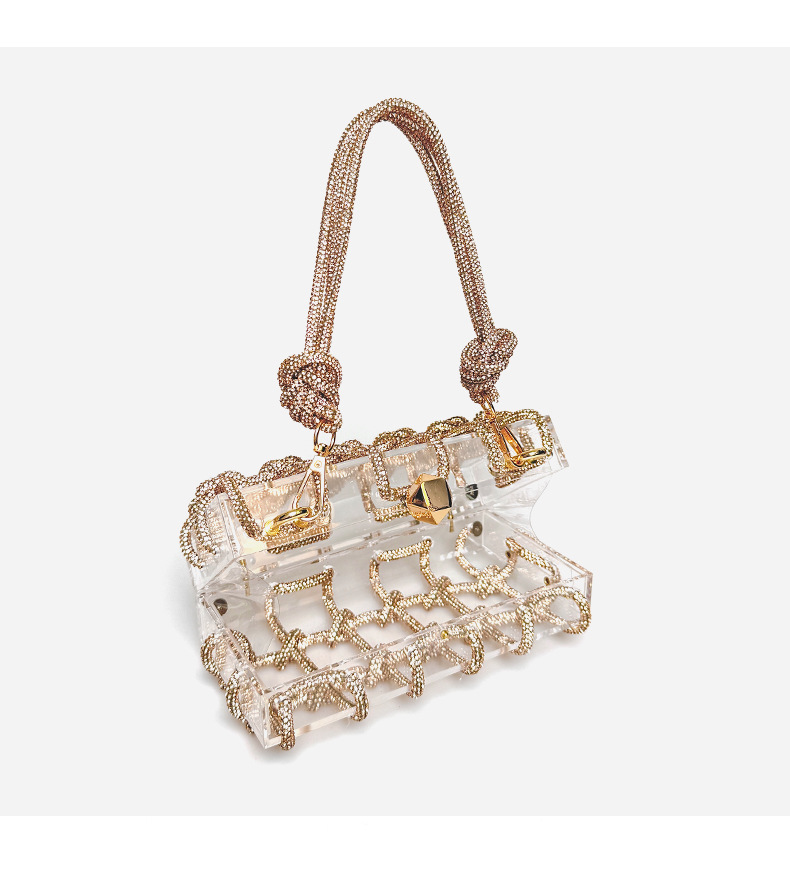 French Sweet Shiny Rhinestone Banquet Small Square Bag — foto 27