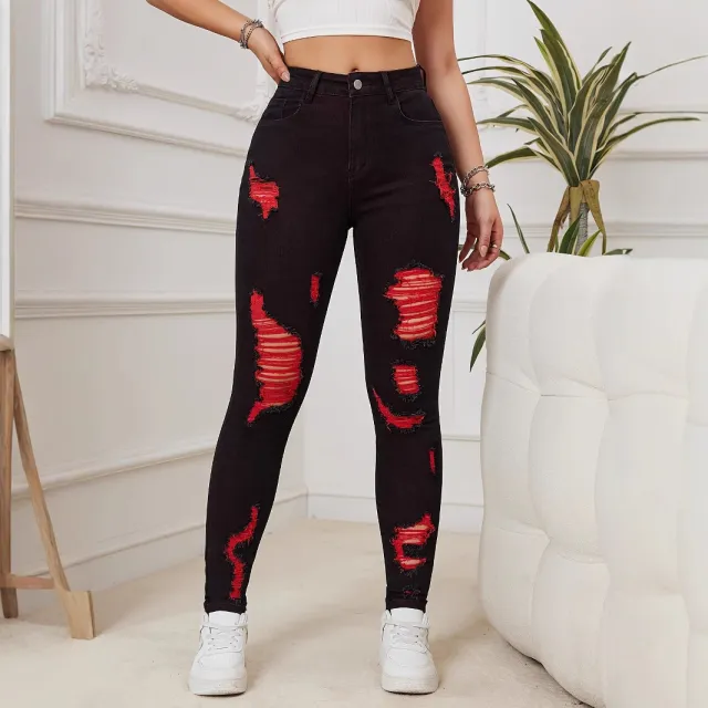 Slim Fit Skinny Hip Hop Stretch Women's Pencil Pants Red - Shop at LoveMi