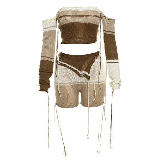 Openwork Knitted Top With Booties